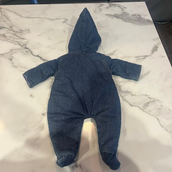 Jean Denim One-Piece Little Me Outfit Cat Embroidered Heavy Lined Size 3 months - Picture 6 of 6